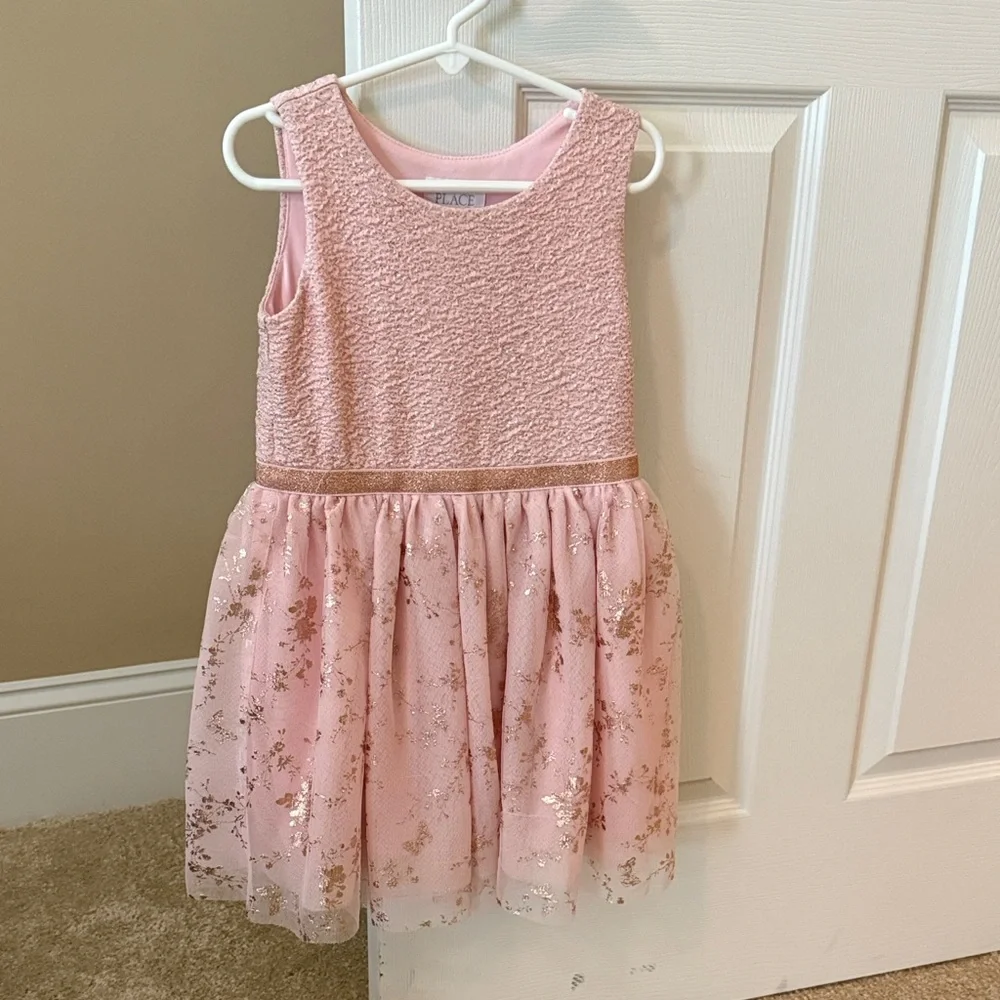 The Children's Place Pink Sparkle Dress. 5T. Hardly wore. Pink and gold